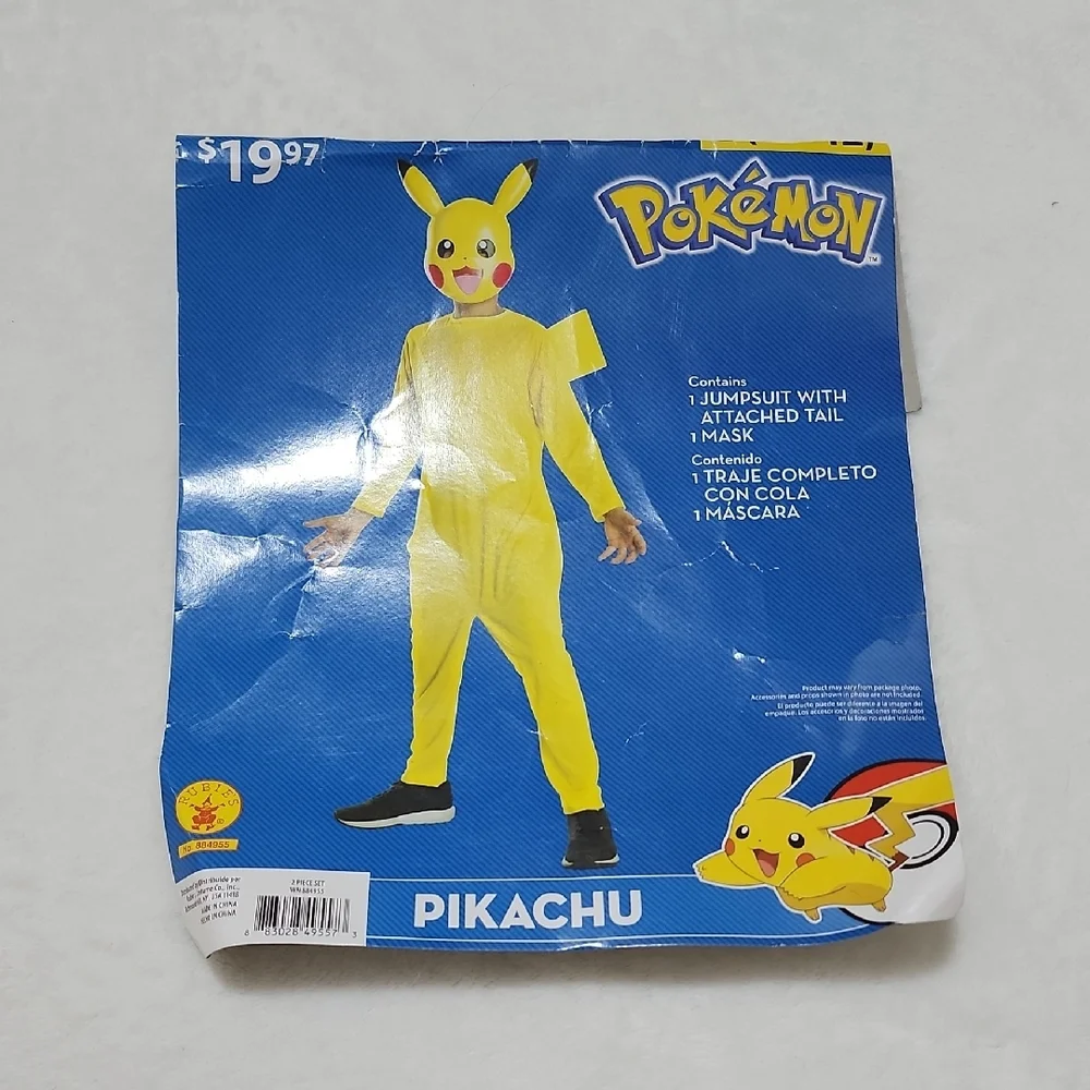 Yellow Pikachu Kids One Piece Costume And Mask L